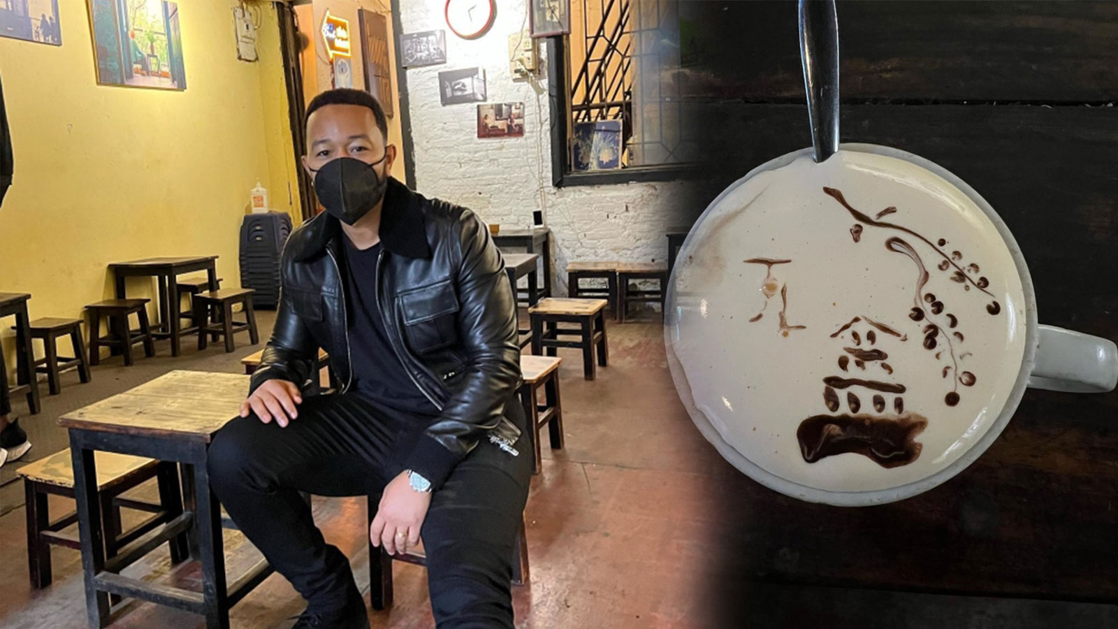 John Legend uống cà phê trứng tại Hà Nội