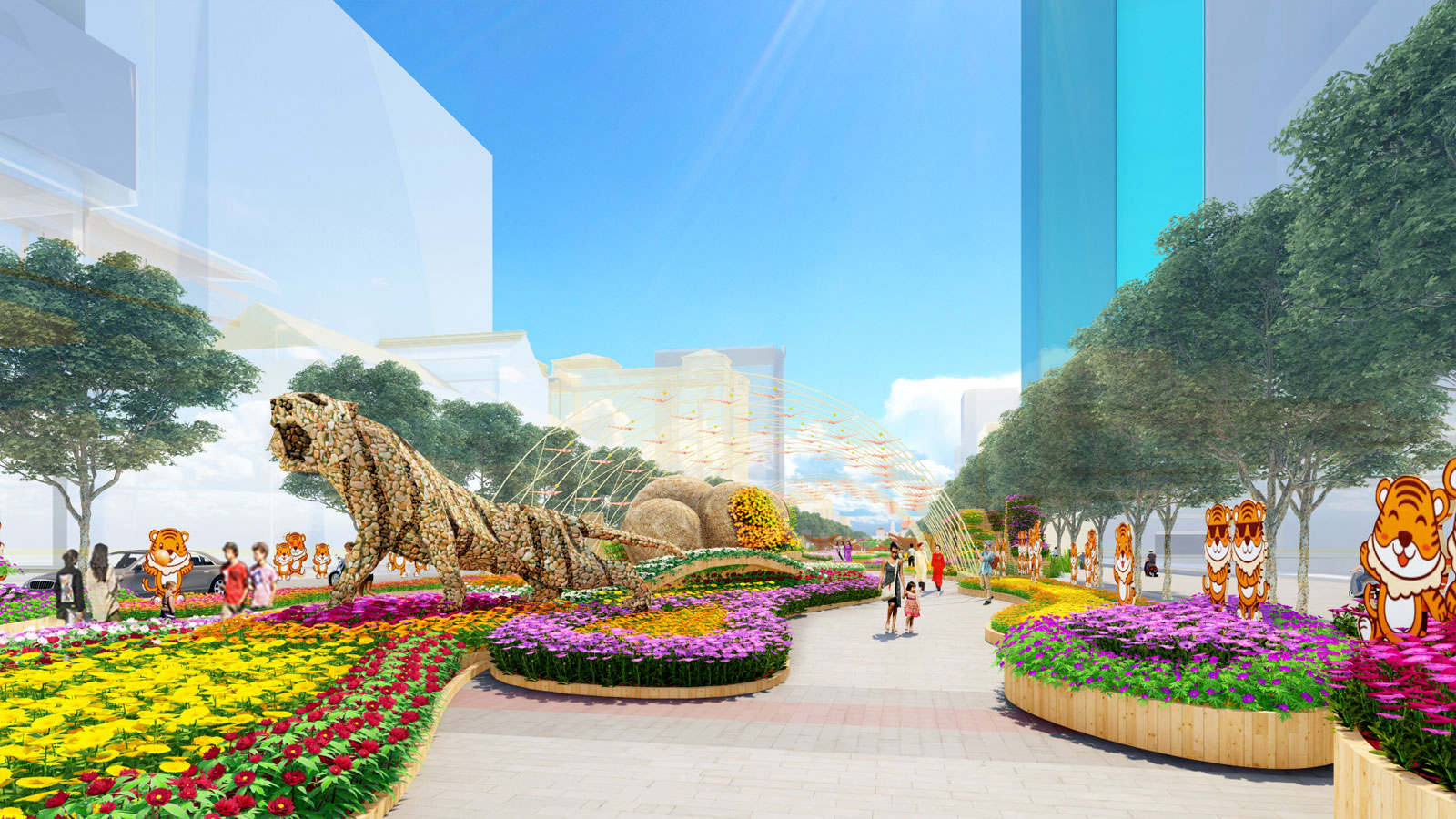Thiết kế đường hoa Nguyễn Huệ Tết Nhâm Dần 2022 ở Sài Gòn